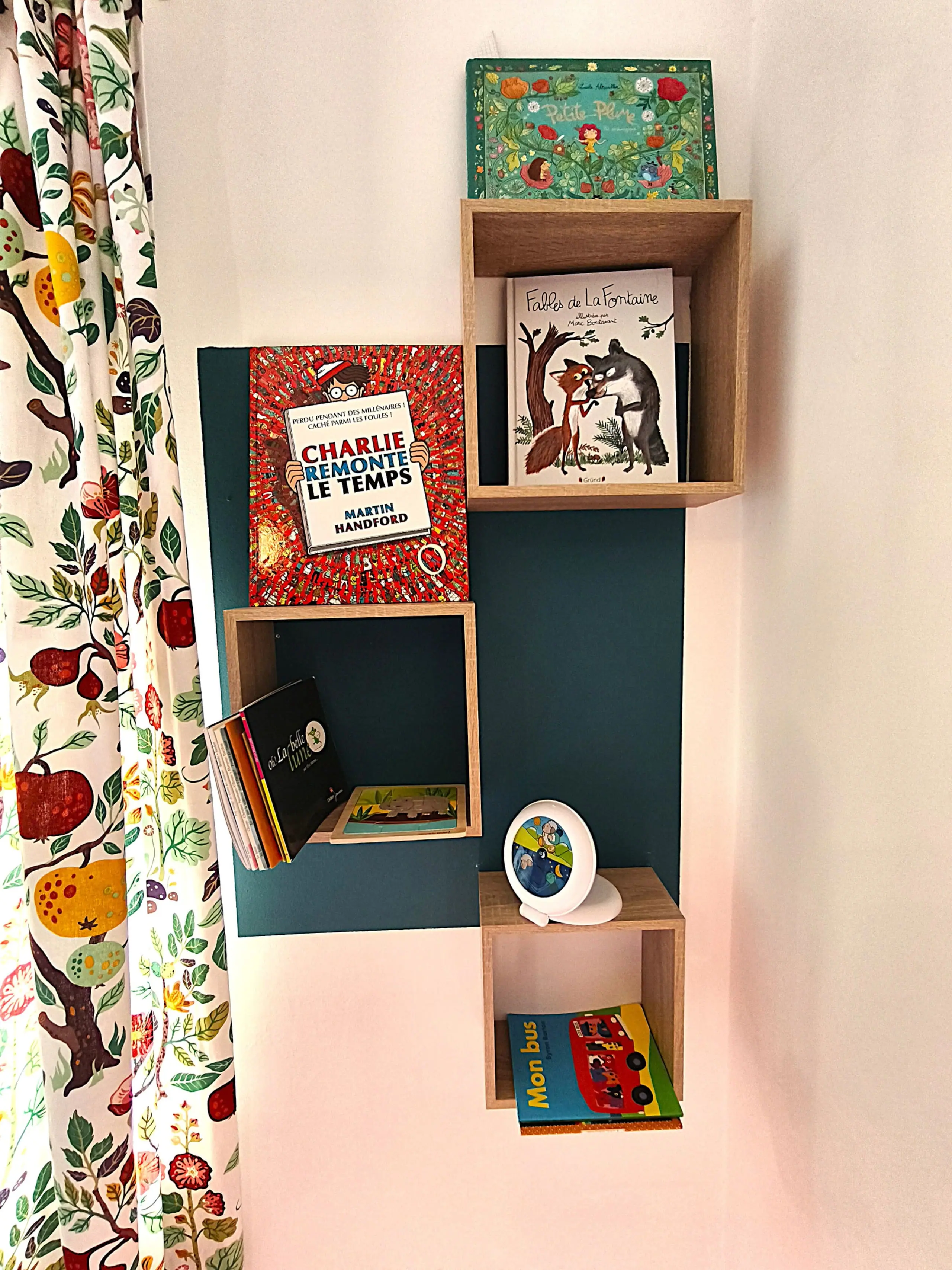 Les étagères à livres de la première chambre